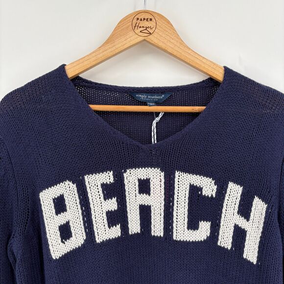 NWT Simply Southern Navy Knit BEACH Sweater, Sz S/M, Preppy Nautical Navy Cozy - Picture 3 of 9